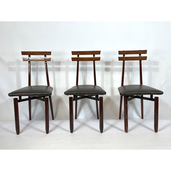 Image 1 of Set di 6 sedie in legno italiane di metà secolo, anni '50