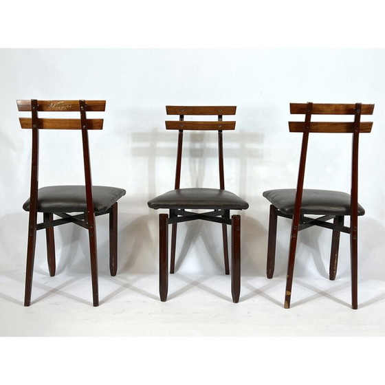 Image 1 of Set di 6 sedie in legno italiane di metà secolo, anni '50