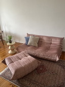 Ligne Roset Togo Couch + Pouf Alcantara