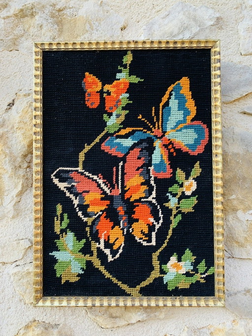  Vintage Wool and Canvas Tapestry Wall Hangings, 1970's, Set of 2