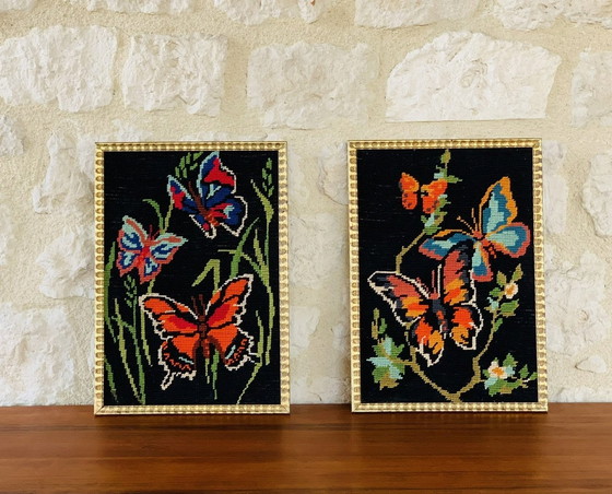 Image 1 of  Arazzi vintage in lana e tela, anni '70, set di 2