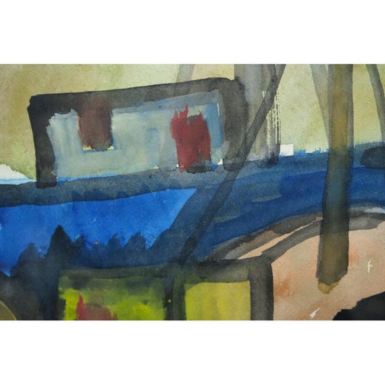 Image 1 of Acquerello vintage "Barche" di Martin Emond, anni '50
