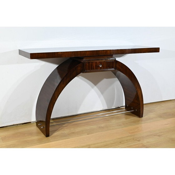 Image 1 of Vintage Art Deco console in rosewood veneer, 1930