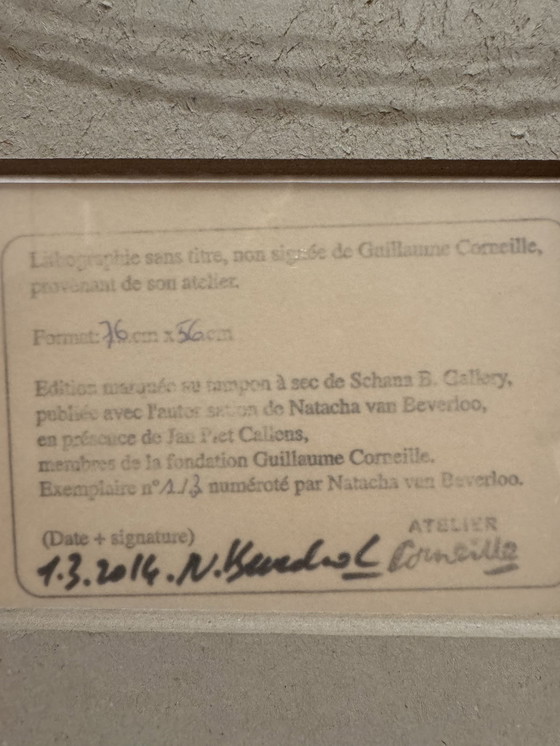 Image 1 of Lithograph Corneille "Sans Titre" With Certificate