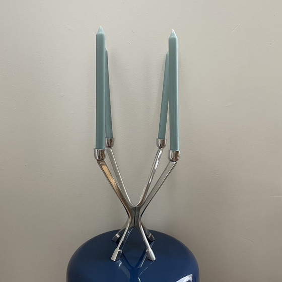 Image 1 of 2x Aluminum space age candlesticks