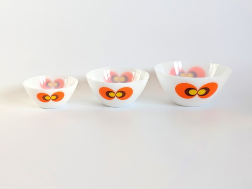 3 X Glass Bowls | Vintage Kitchen Opal Ware | Schott Mainz Germany 1970'S
