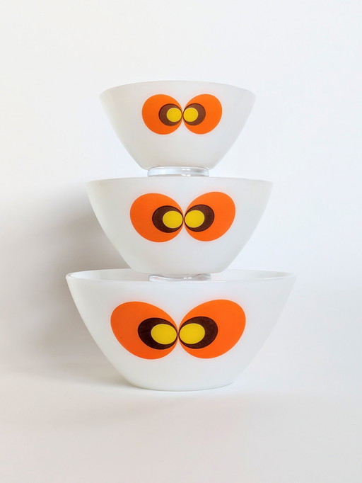 3 X Glass Bowls | Vintage Kitchen Opal Ware | Schott Mainz Germany 1970'S