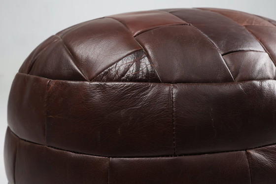 Image 1 of Pouf, pouf o pouf vintage in pelle patchwork francese, anni '60