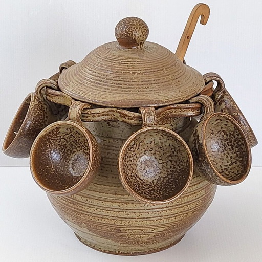 Vintage Keraluc stoneware punch set, 1970