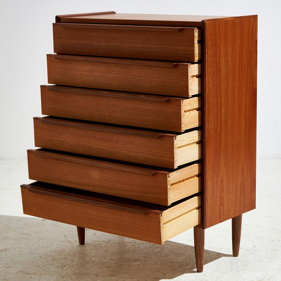 Image 1 of Vintage teak chest of drawers with 6 drawers, Denmark 1960