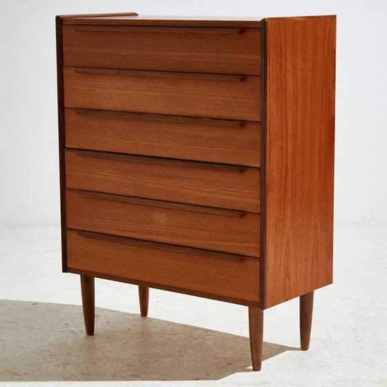 Image 1 of Vintage teak chest of drawers with 6 drawers, Denmark 1960