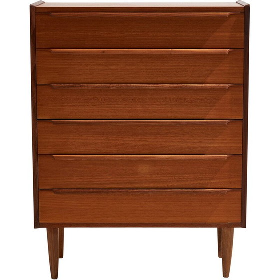 Image 1 of Vintage teak chest of drawers with 6 drawers, Denmark 1960