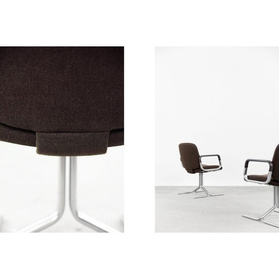 Image 1 of Pair of vintage brown aluminum armchairs for Mauser, Germany 1970