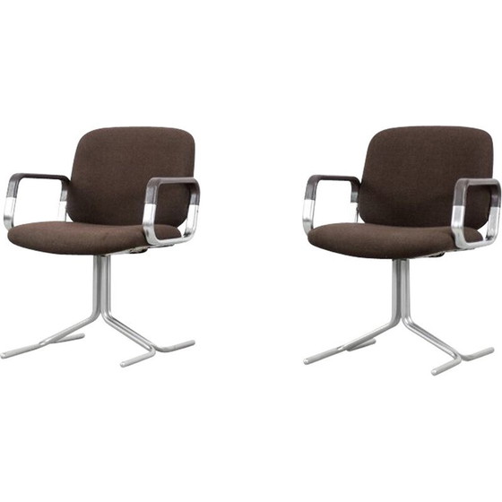 Image 1 of Pair of vintage brown aluminum armchairs for Mauser, Germany 1970