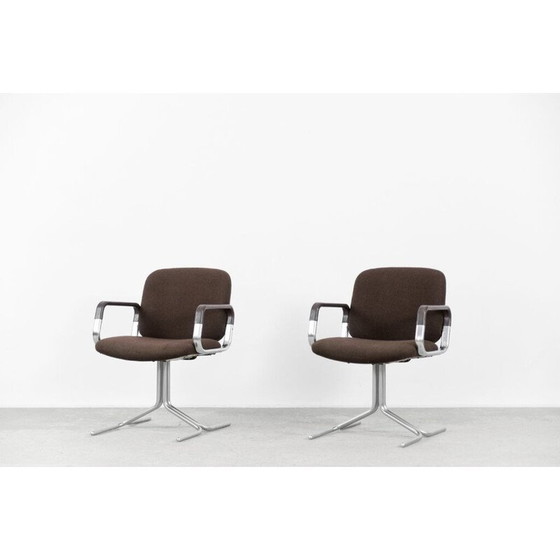 Image 1 of Pair of vintage brown aluminum armchairs for Mauser, Germany 1970