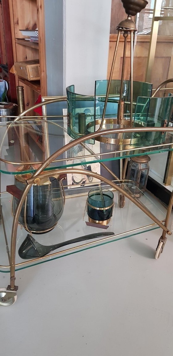 Image 1 of Brass Bar Cart, 1950S