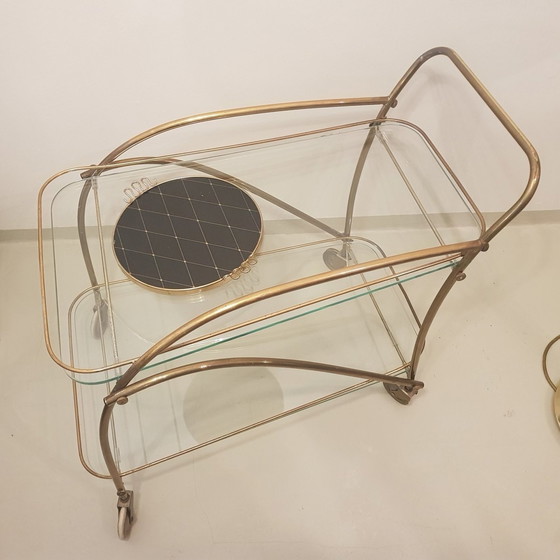 Image 1 of Brass Bar Cart, 1950S