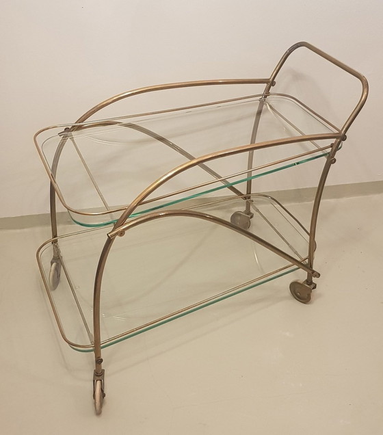 Image 1 of Brass Bar Cart, 1950S