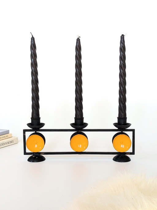 Danish Candelabra | Pop Art Midcentury | Cast Iron