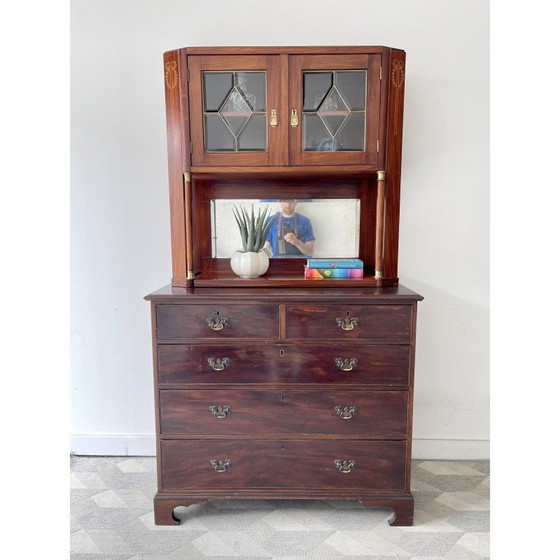 Image 1 of Vintage solid wood display cabinet, 1920-1930s