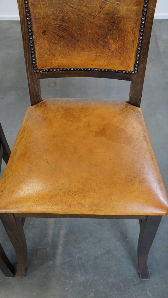 Image 1 of 4 X Dining Chair Of Sheepskin Combined With Wood