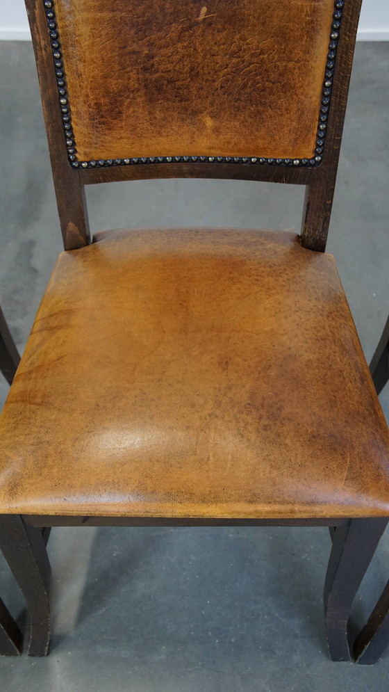 Image 1 of 4 X Dining Chair Of Sheepskin Combined With Wood