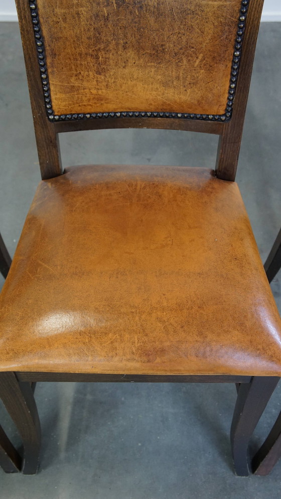 Image 1 of 4 X Dining Chair Of Sheepskin Combined With Wood