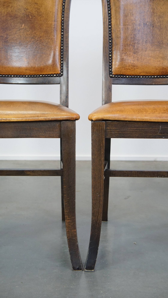 Image 1 of 4 X Dining Chair Of Sheepskin Combined With Wood