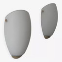 Lampada da parete vintage 2X, vetro opalino e ottone, Svezia 1970