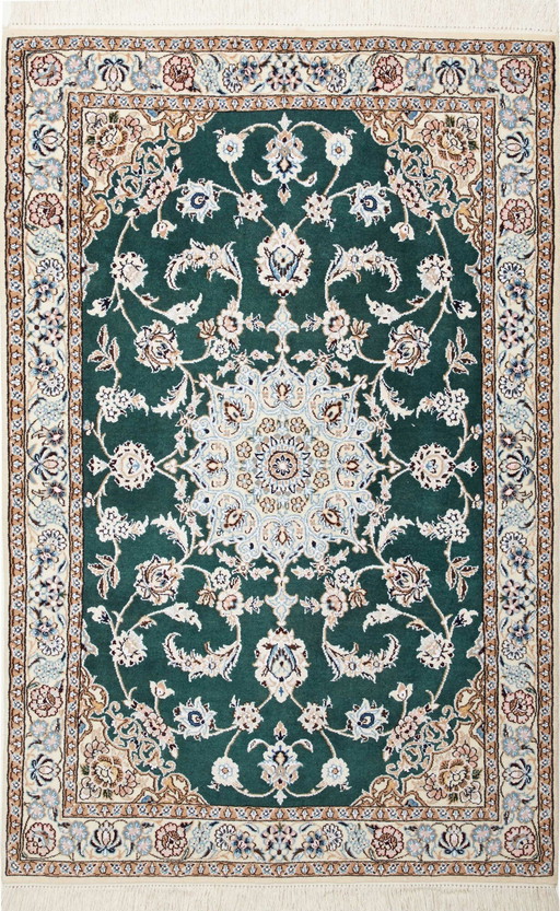 Elegant Persian Carpet Hand-knotted Nain 9 Lah- Size. 154 X 101 Cm -No.466226-01