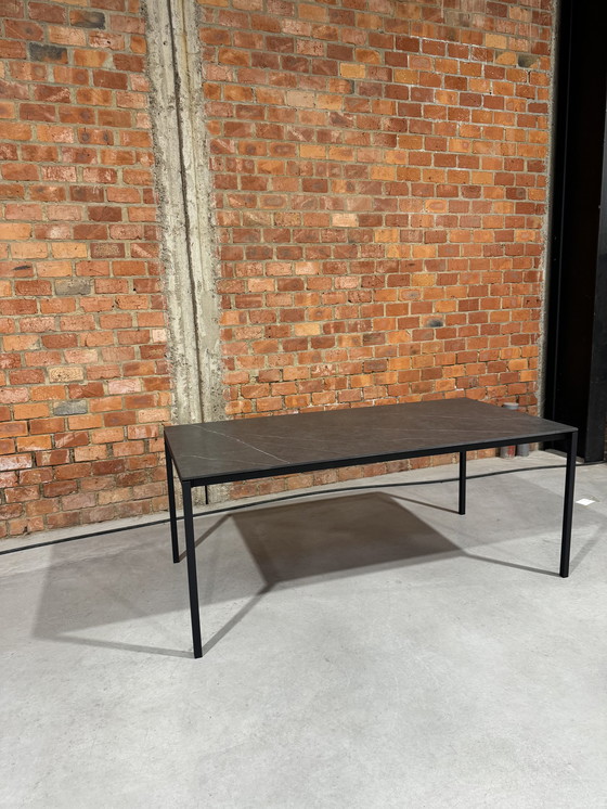 Image 1 of Table de salle à manger en céramique - Gris - Noir - 180x90 cm