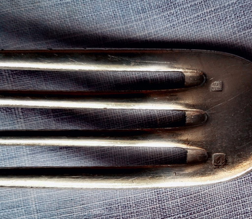 2 Flatware Fork Spoon Metal Silver Beads From Alfénide / Christofle