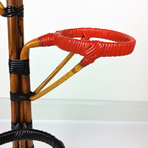 Image 1 of Vintage rattan and scoubidou plant stand 1960
