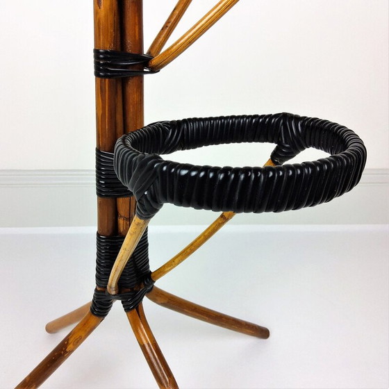 Image 1 of Vintage rattan and scoubidou plant stand 1960