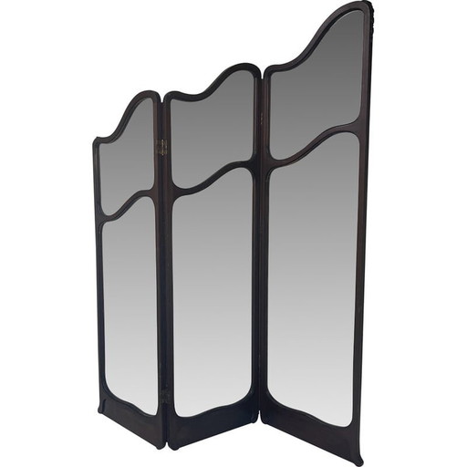 Vintage mahogany and glass room divider, United Kingdom 1900s
