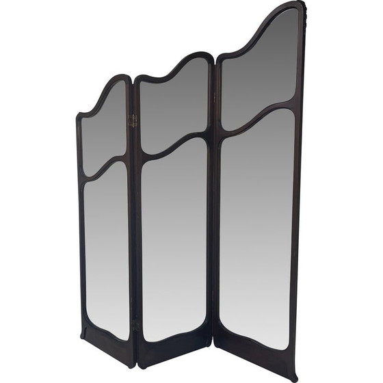 Image 1 of Vintage mahogany and glass room divider, United Kingdom 1900s