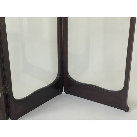 Image 1 of Vintage mahogany and glass room divider, United Kingdom 1900s