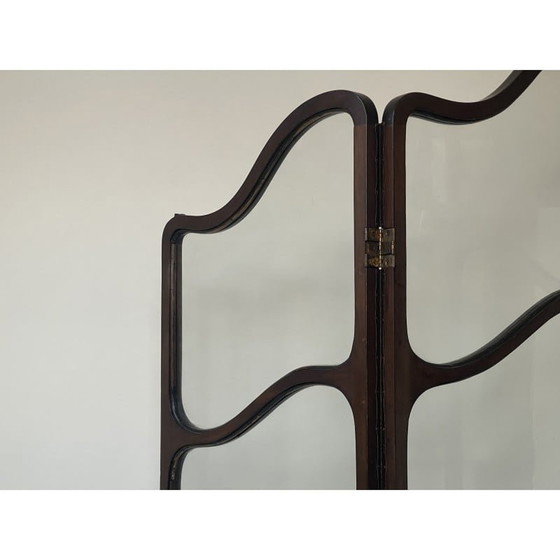 Image 1 of Vintage mahogany and glass room divider, United Kingdom 1900s