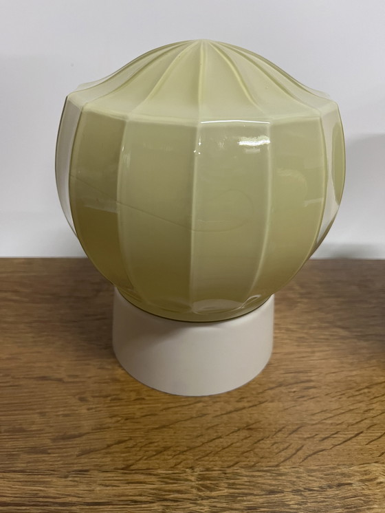 Image 1 of Set Of 2 Vintage Thabur Ceiling Lamps Art Deco Sleek Lined