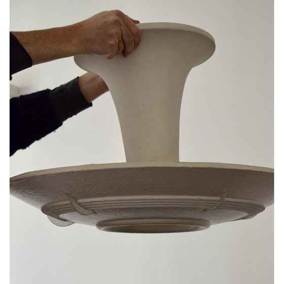 Image 1 of Vintage Arlus ceiling lamp in plaster and frosted glass, France 1950
