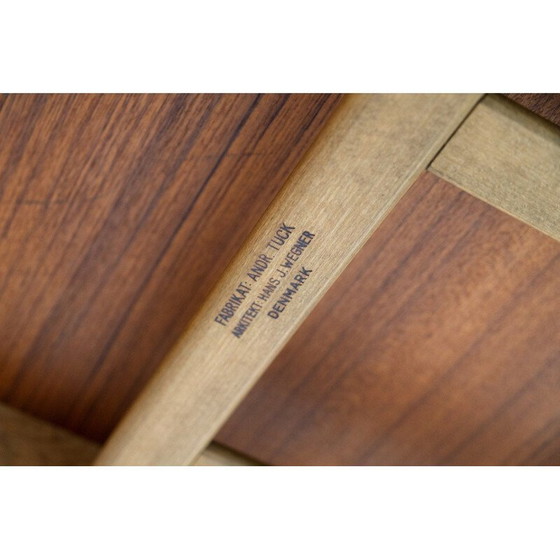 Image 1 of Tavolo da pranzo vintage in teak e rovere con prolunghe di Hans J. Wegner e Andreas Tuck