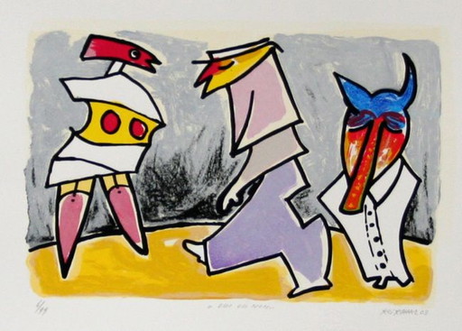 Herman Krikhaar - Oui ou non – lithos zeefdrukken, Paper, Modern