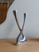 Vintage Space Age Candle Holder Candle Holder Aluminum Silver