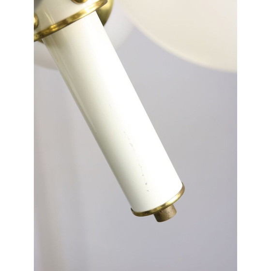 Image 1 of Vintage Sputnik chandelier in brass and opaline glass, Italy