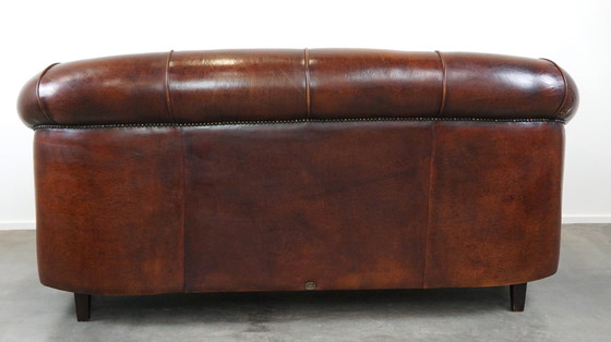 Image 1 of Sheep leather 2 seater sofa with fixed seat cushions