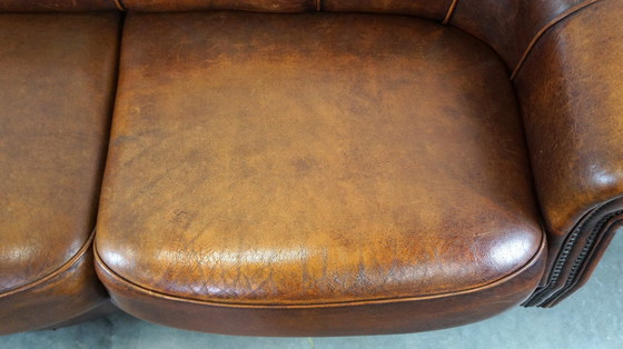 Image 1 of Sheep leather 2 seater sofa with fixed seat cushions