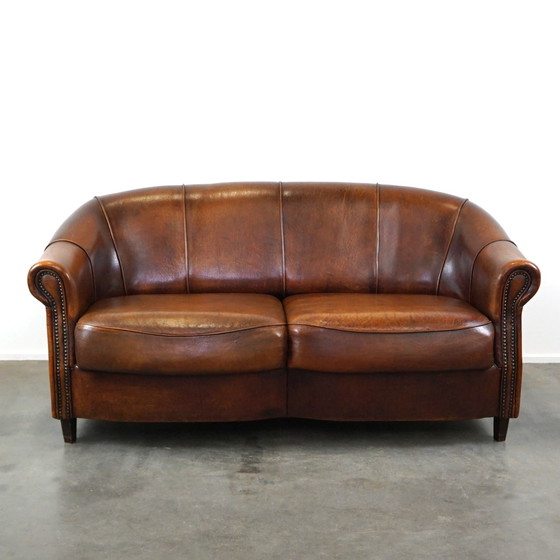 Image 1 of Sheep leather 2 seater sofa with fixed seat cushions