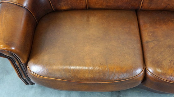 Image 1 of Sheep leather 2 seater sofa with fixed seat cushions