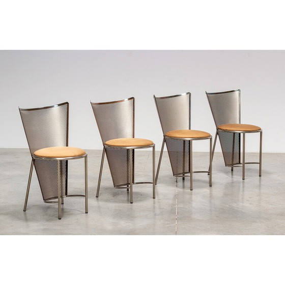Image 1 of Set of 4 vintage Sevilla chairs by Frans Van Praet for Belgo Chrom, Belgium 1992