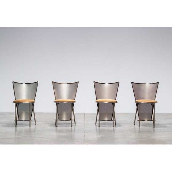 Image 1 of Set of 4 vintage Sevilla chairs by Frans Van Praet for Belgo Chrom, Belgium 1992